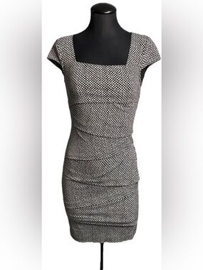 White House Black Market Black and White Textured Dress